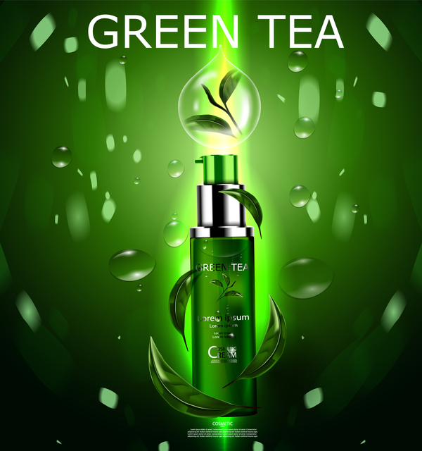 tè reklam kosmetiska gröna grädde affisch 