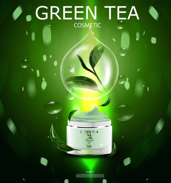 Grüner Tee kosmetische Creme Werbung Plakat Vorlage Vektor 18 - WeLoveSoLo