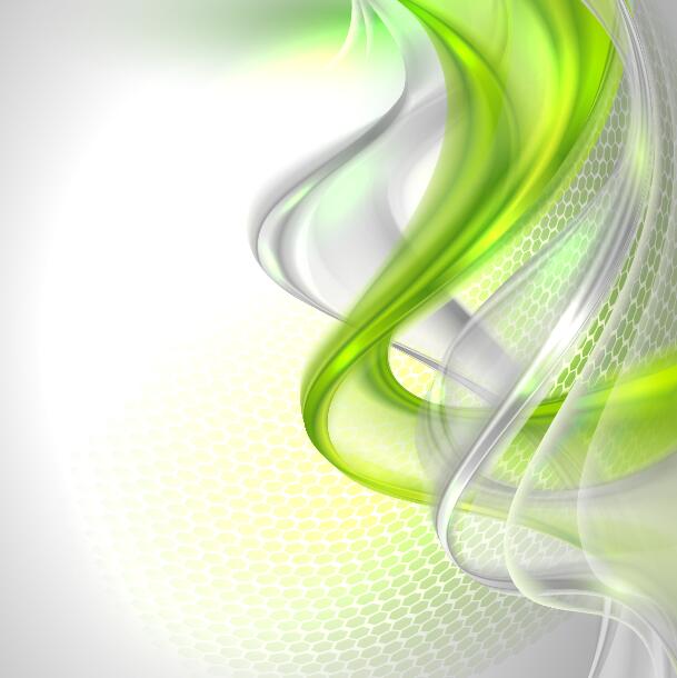 、抽象的な、緑、透明、波状 