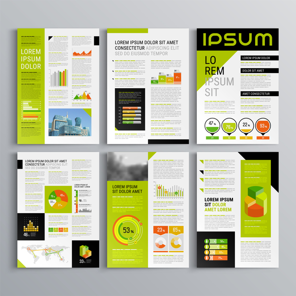 Svart lock grön business broschyr 