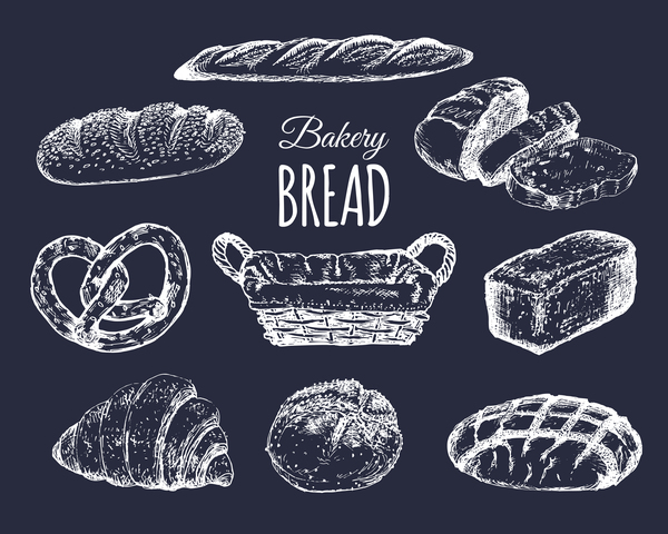 nourriture main dessiné boulangerie 