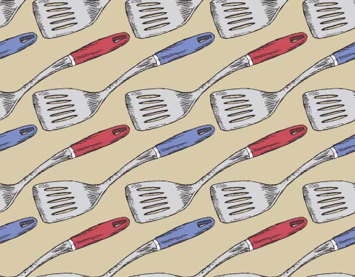 utensils seamless pattern kitchen hand drawn 