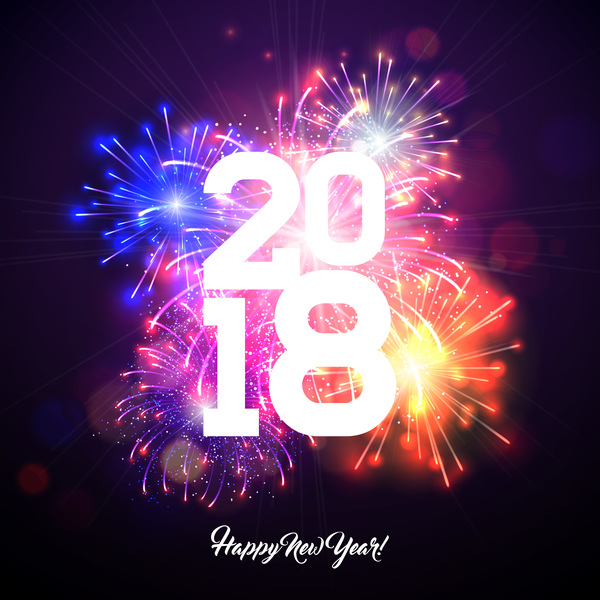 Nuovo fuoco d'artificio festa felice anno 2018 