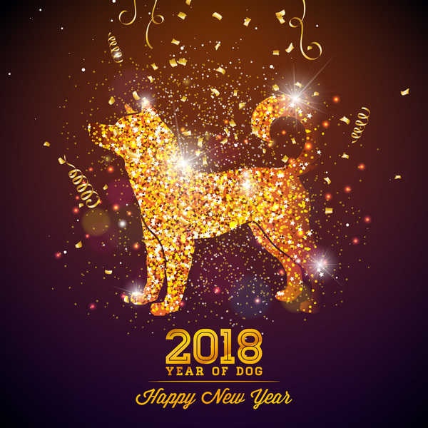 Neu Jahr happy dog 2018 