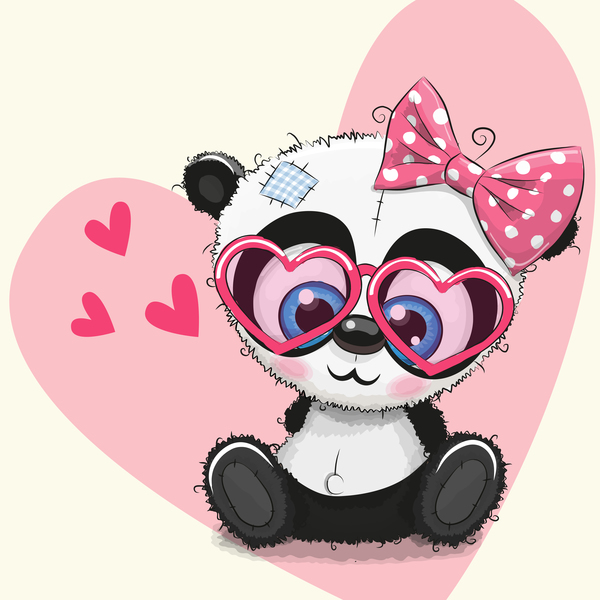 panda dessin animé cute Coeur 