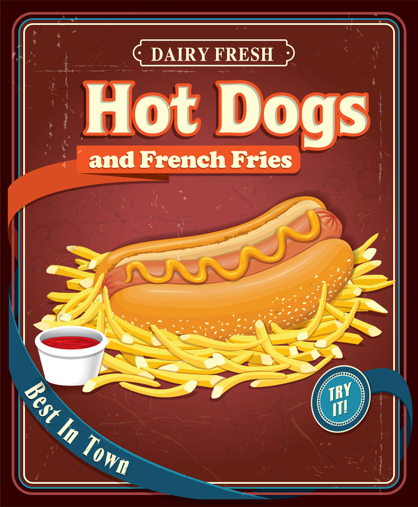 poster Fries Français chiens chaud 