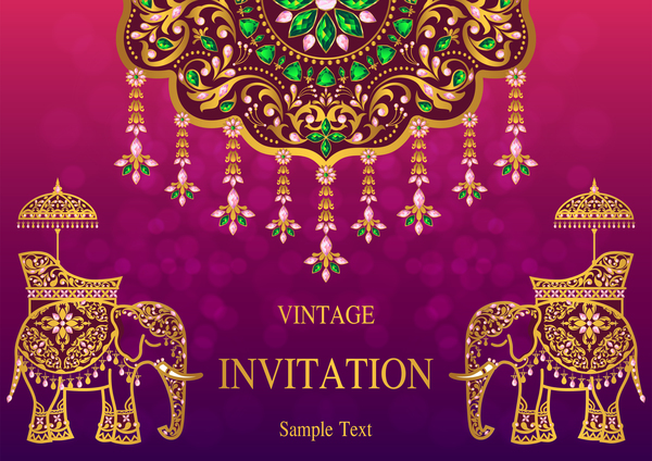 vintage styles invitation Inde carte 