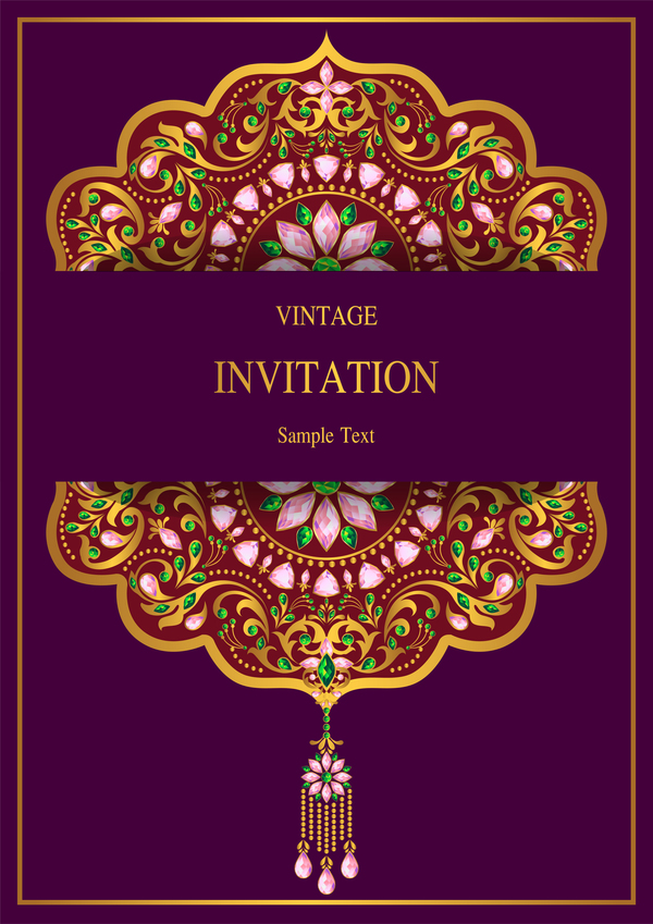 招待状 スタイル ヴィンテージ 、カード、インド 