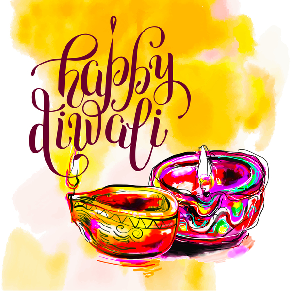 main Indien holiday happy Diwali dessiné 