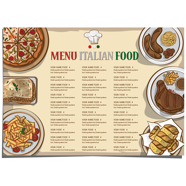 menu Italienisch Essen 