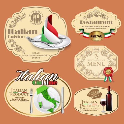 menu Italienisch Etiketten 