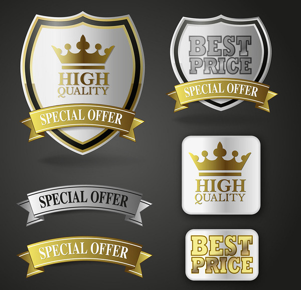 royal ribbon luxury labels banners  