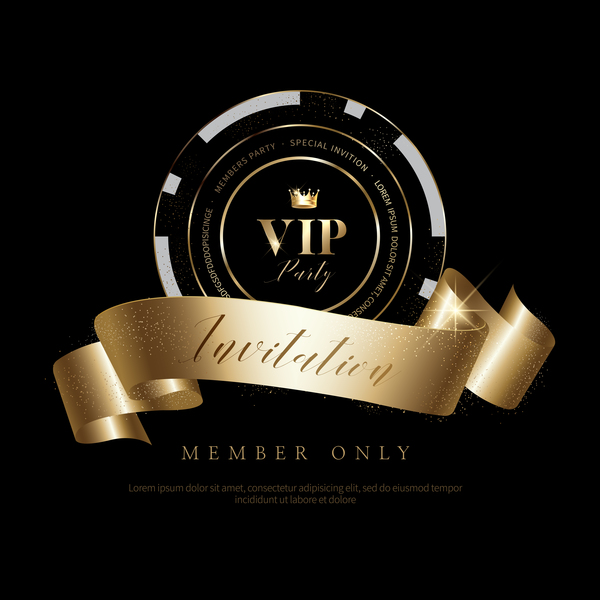 vip noir luxe invitation golden carte 