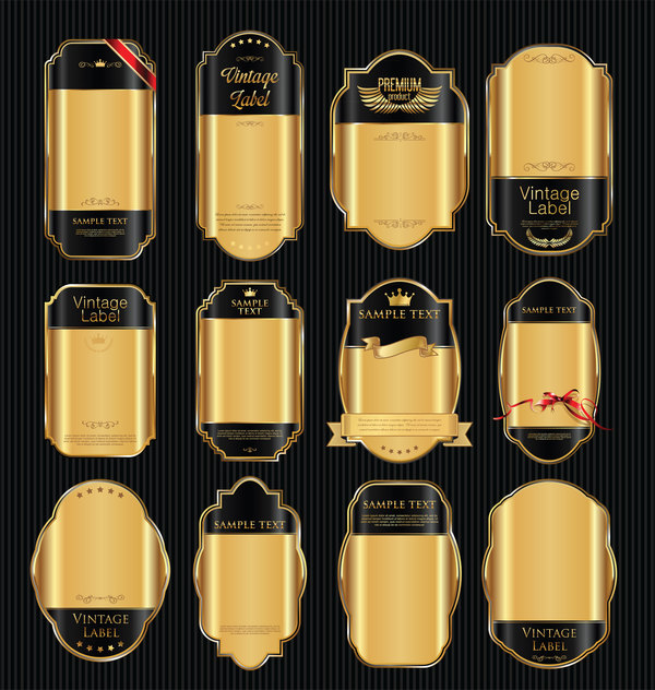 luxury labels golden blank black 