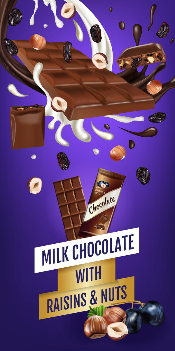 russin nötter mjölk choklad affisch 