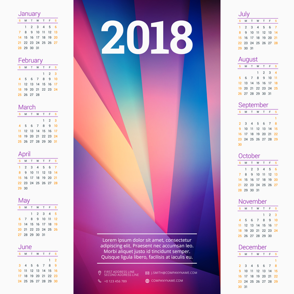 moderno calendar aziendali 2018  