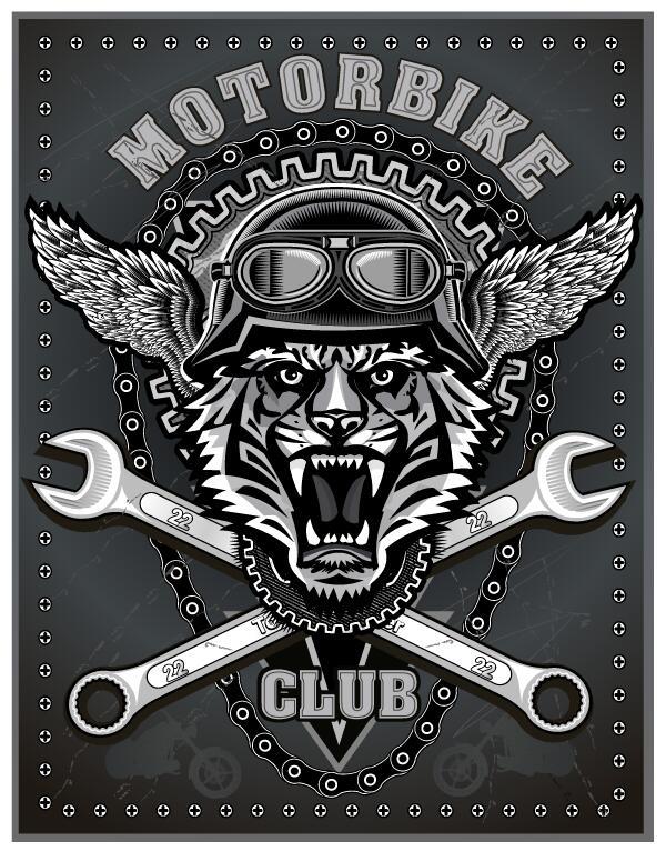 、クラブ、オートバイ、署名 