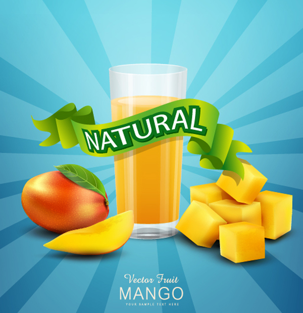 naturliga mango dryck affisch 