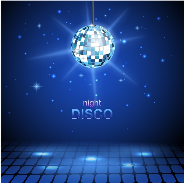 neon natt disco boll blå 