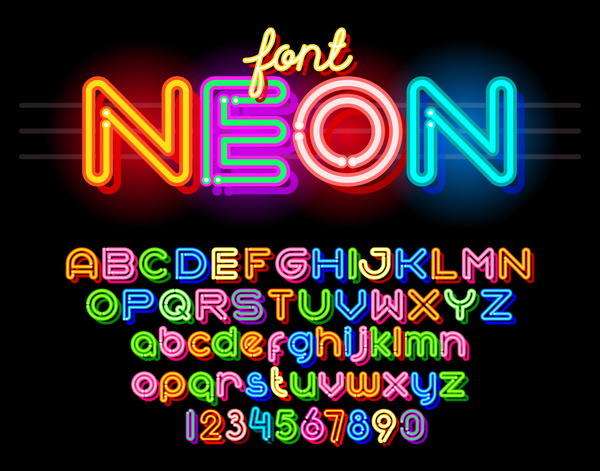 neon font colorful 