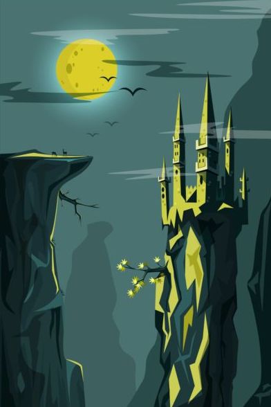 Slott natt mystisk landskap 