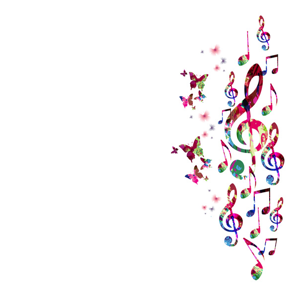 notes music butterflies 