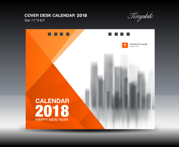 デスク カバー オレンジ 、2018 年カレンダー  