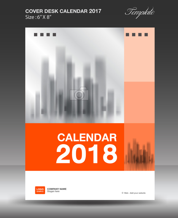 デスク カバー オレンジ 、2018 年カレンダー  