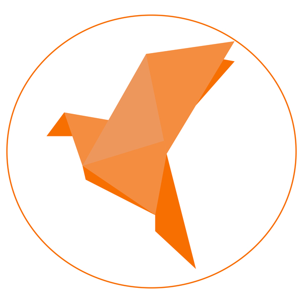 Uccello origami arancia 