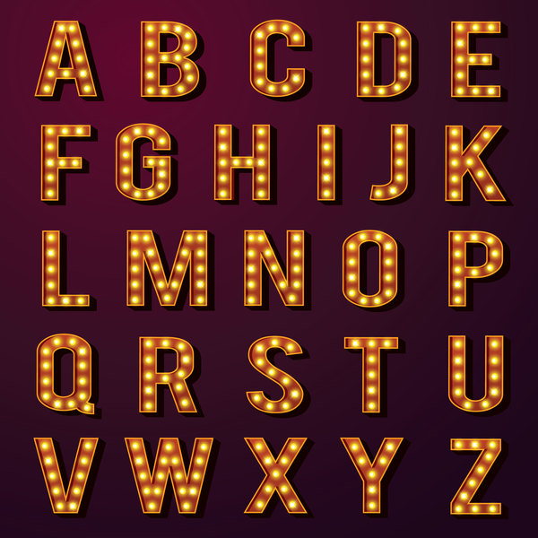ornage neon alphabet 
