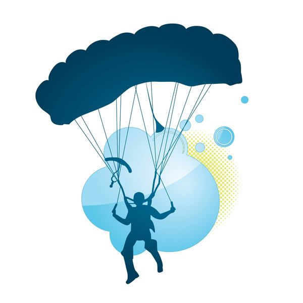 silhouette Mit dem Fallschirm 