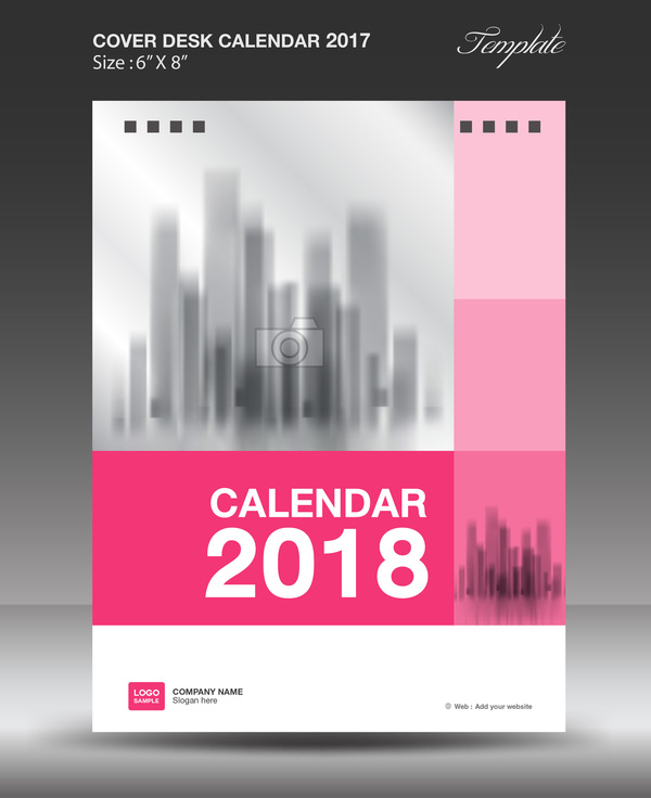 vertical pink couvrir calendar bureau 2018 