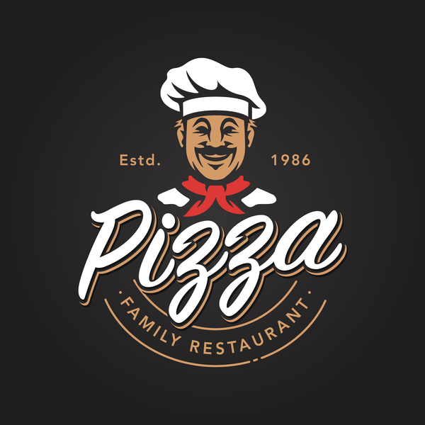 vintage pizza logotyp 