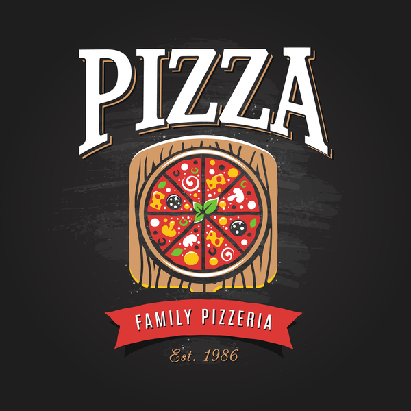 vintage pizza logotyp 