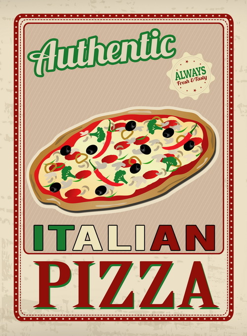 vintage pizza affisch 
