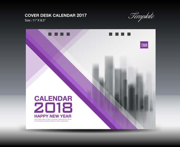 、2018 年のカレンダー、デスク、紫をカバー 
