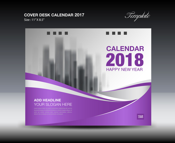 purple desk cover calendar 2018 