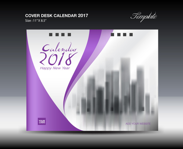 violet couvrir calendar bureau 2018 