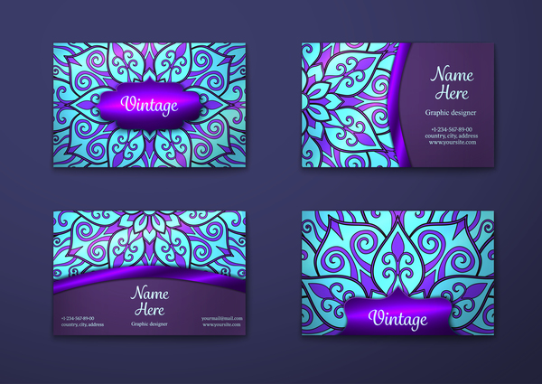 violet motif decorative carte affaires 