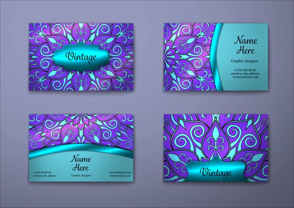 violet motif decorative carte affaires  