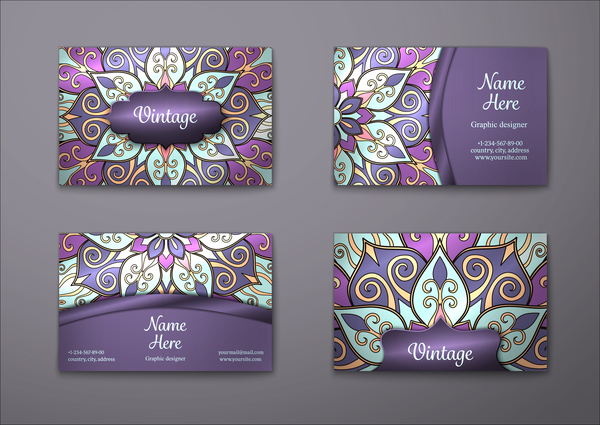 violet motif decorative carte affaires 
