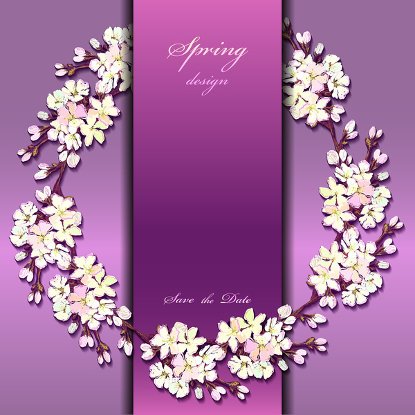 春 、カード、花、紫 