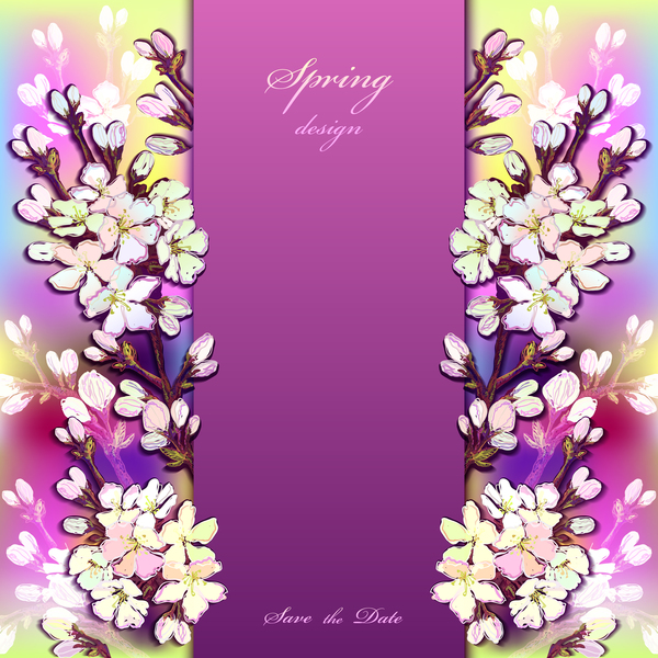 春 、カード、花、紫 