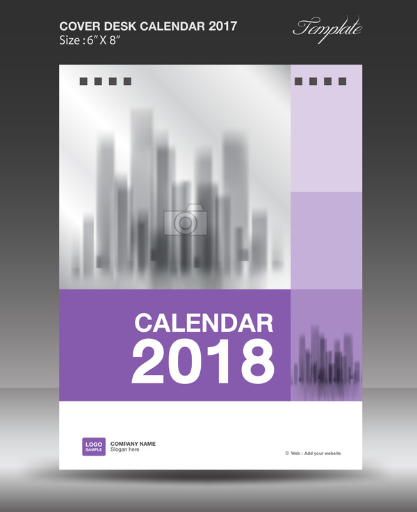 vertical purple couvrir calendar bureau 2018 