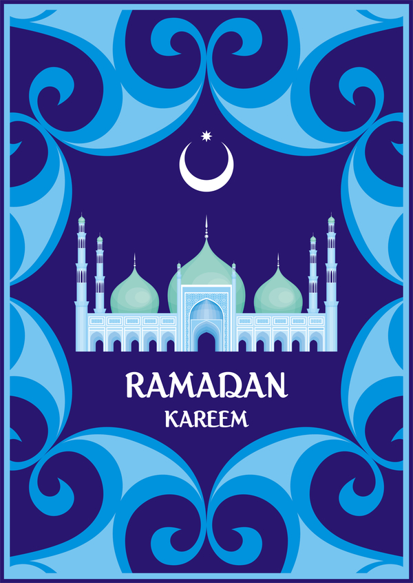 ramadan Karten Gruß blau 