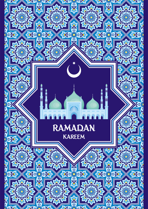 ramadan Karten Gruß blau 