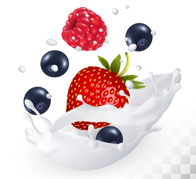 splash Milch Himbeeren Erdbeere bluberry 