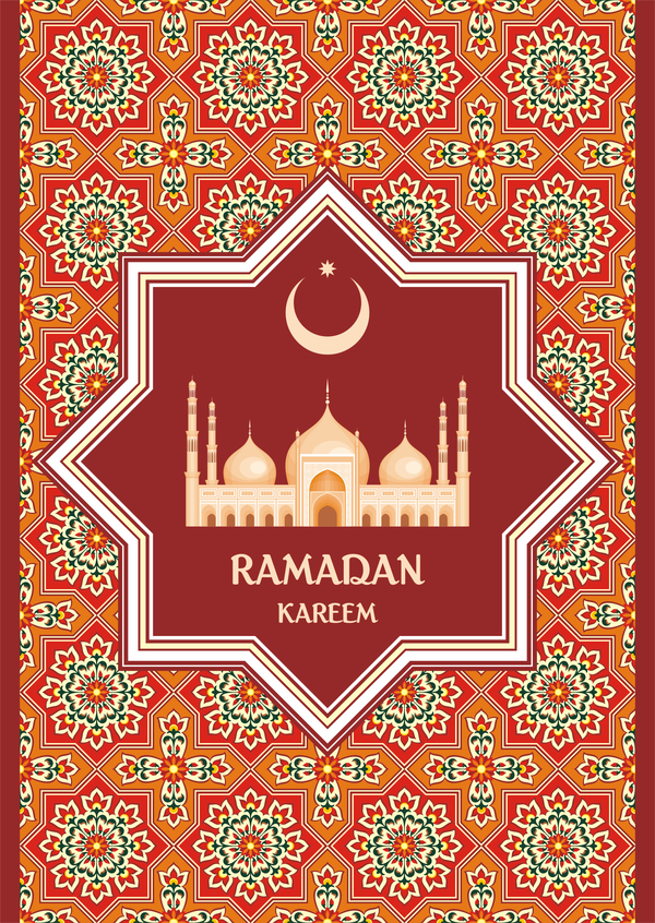 voeux rouge ramadan carte 