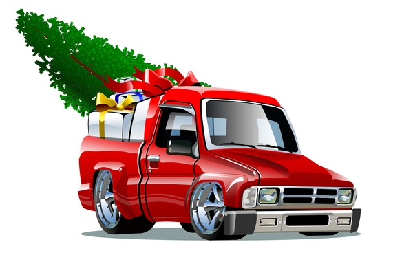 、クリスマス ギフト、赤、トラック 