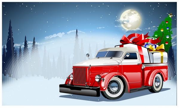 röd lastbil jul gåva 